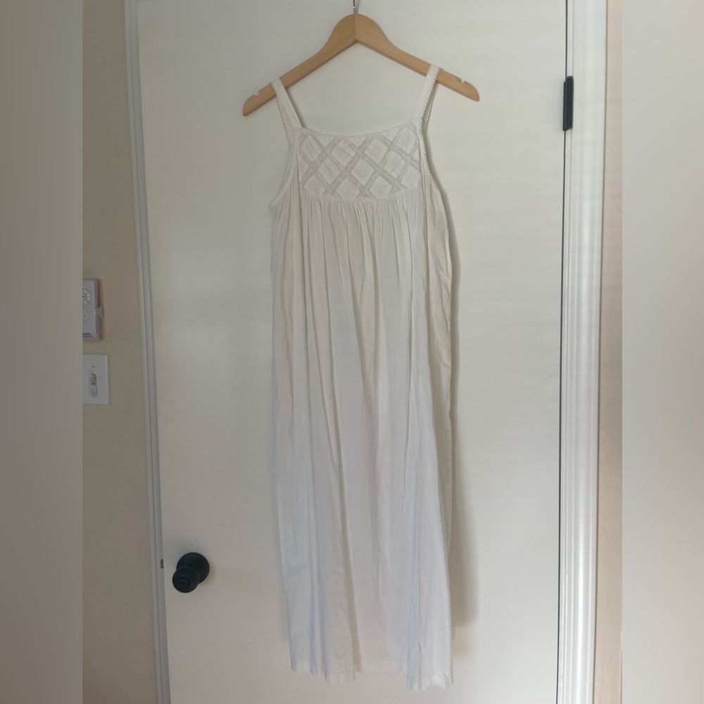 White Cotton Maxi Dress with Crochet Bodice